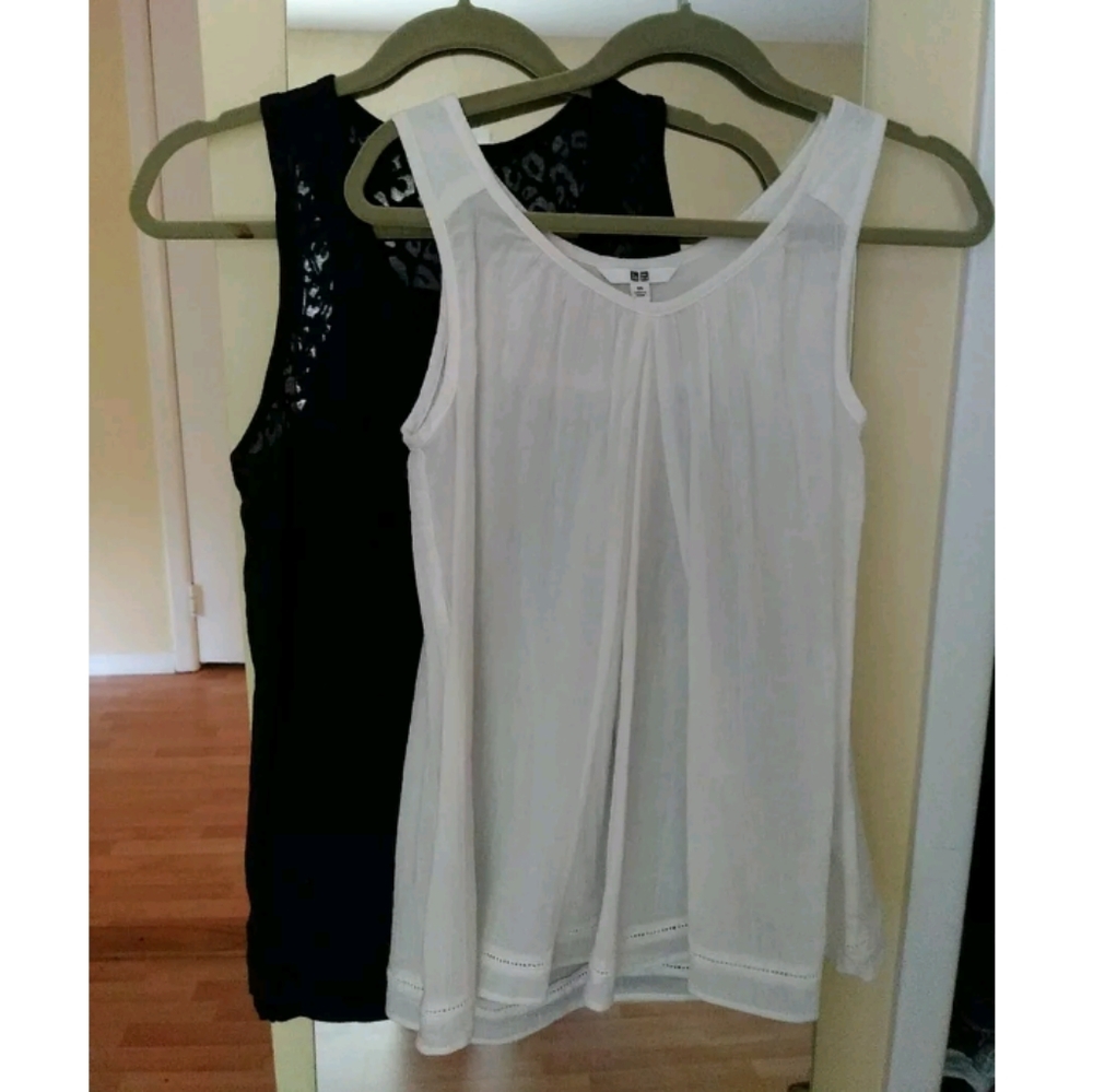 UNIQLO 100% COTTON sleeveless pure white BLOUSE an